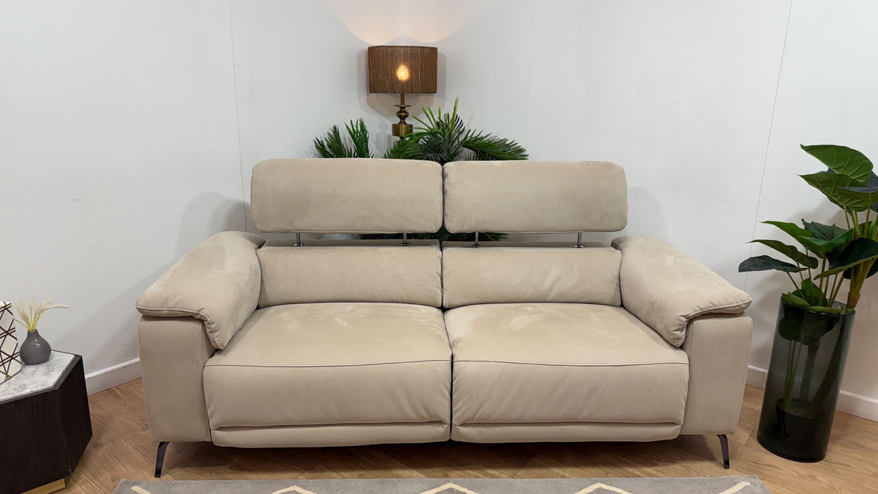 Sofology Fratelli Fabric 2.5 Seater Power Recliner/Headrest in Lifestyle Nubuck Feel Stone