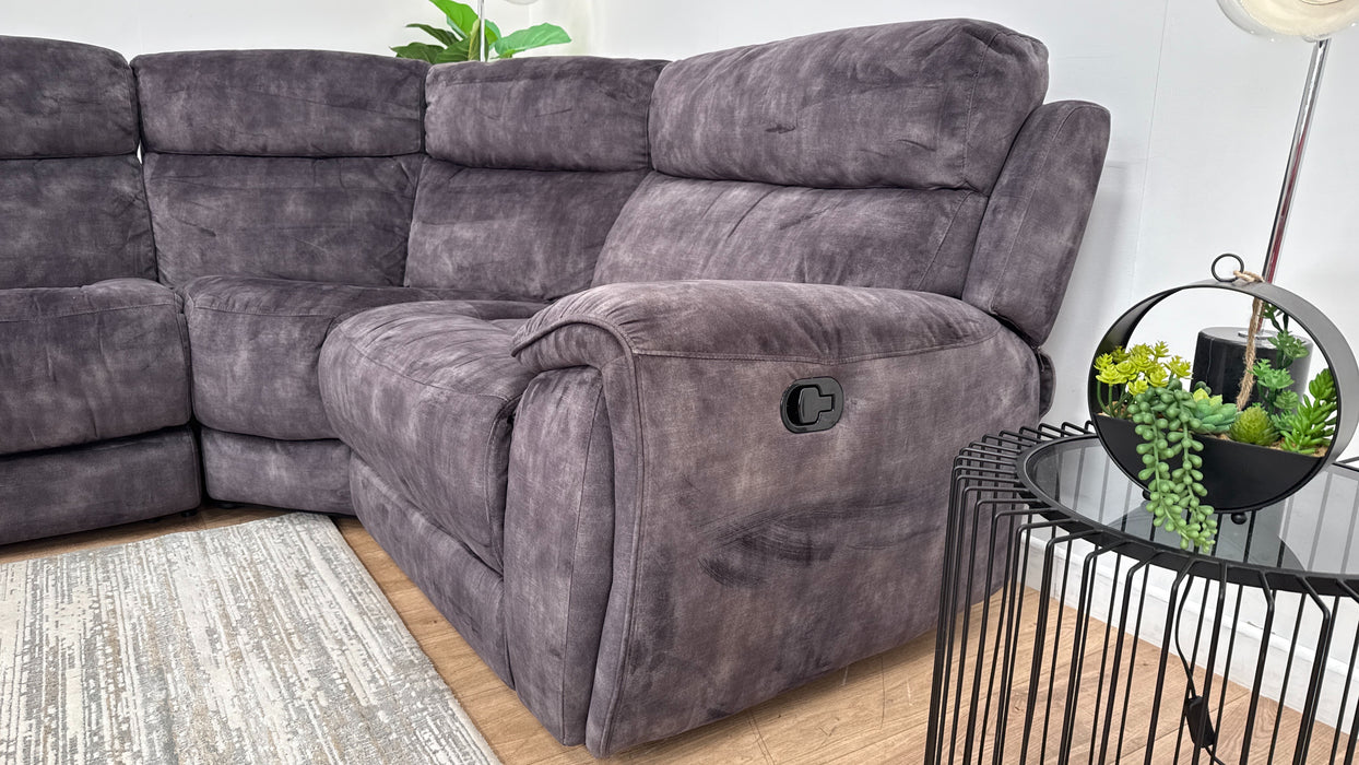 Sofology Radley Fabric Recliner 2.5 Corner 1.5 in Decent Charcoal