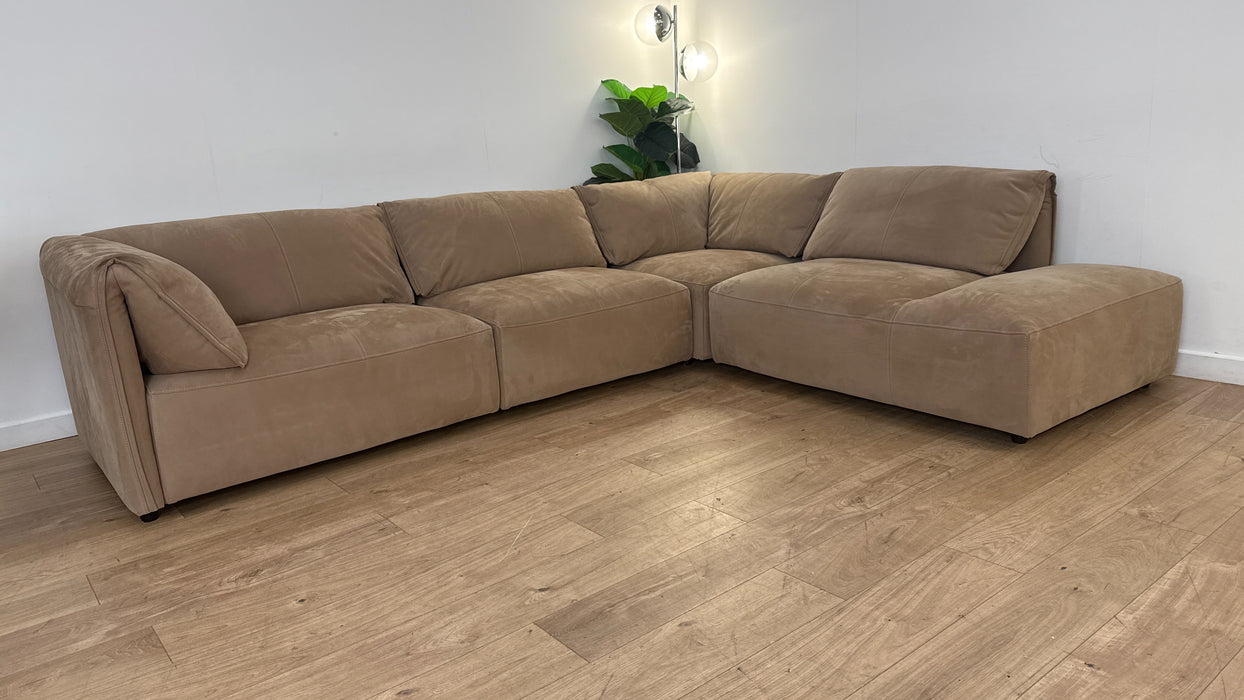 Sofology The Tessuto 3 Corner 1 Chaise in Lifestyle Nubuck-Feel Fabric Camel