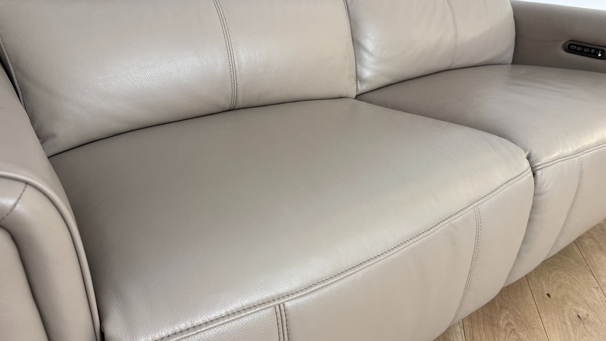 Sofology The Ravello Leather 2.5 Seater Power Recliner/Headrest Lumbar in Trusty Embossed Stone