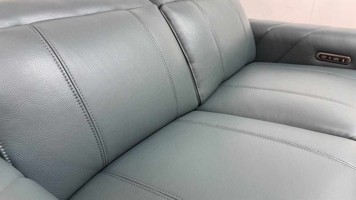 Sofology Allure Leather 2 Seater Power Recliner/Headrest in Trusty Embossed Peacock