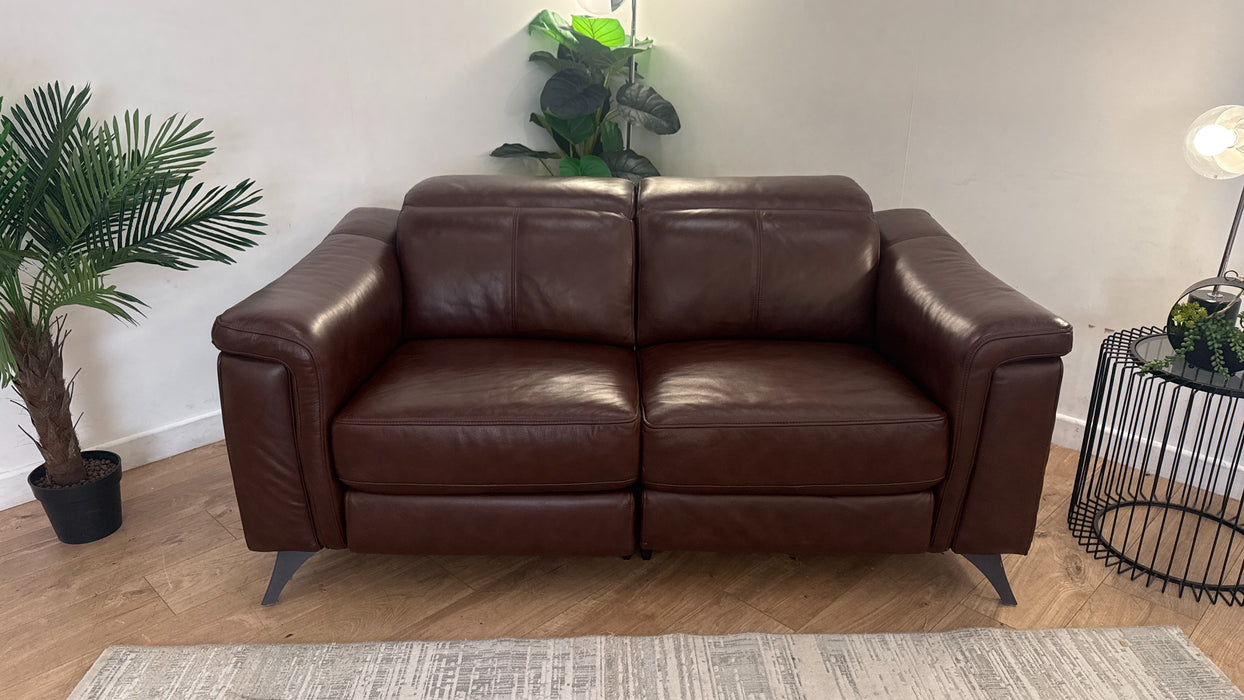 Sofology Ezra Leather 2 Seater Power Recliner/Headrest in Chocolate
