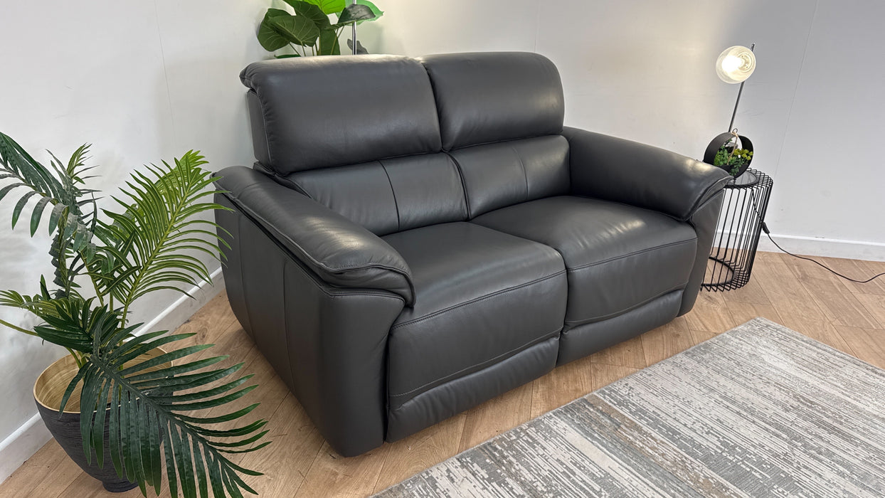 Sofology The Hugo Leather 2 Seater in Trusty Embossed Leather Charcoal