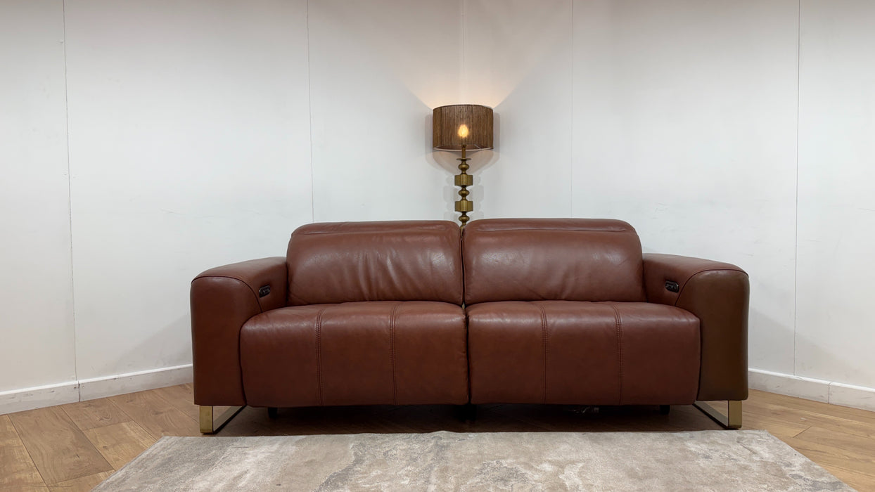 Sofology Marvella Leather 2.5 Seater Power Recliner/Headrest in Trusty Sheen Butterscotch