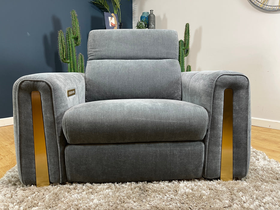 Kingsbridge Love Seat Relaxed Charcoal Chenille Fabric - Power Reliner Power Headrest (WA2)