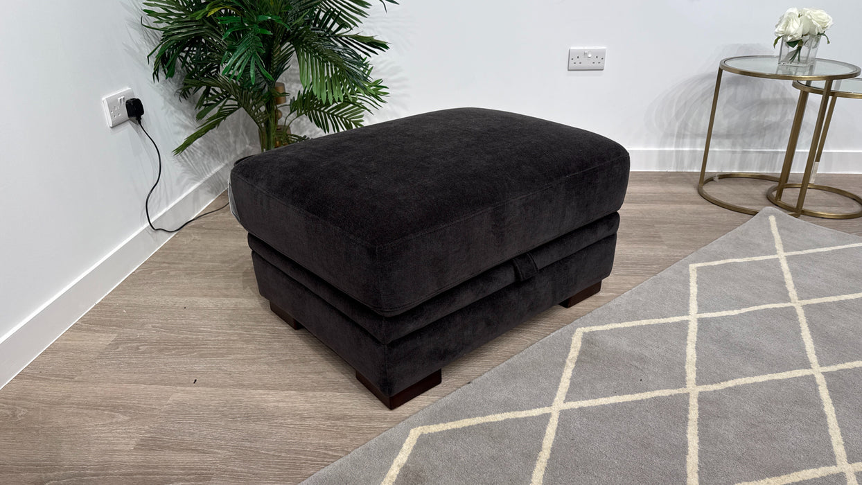 Sofology Obsidian Designer Storage Footstool in Relaxed Chenille Raisin