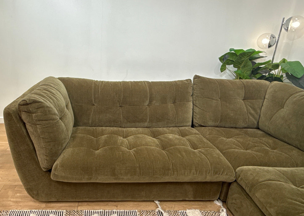 Sofology Cocoon Fabric 2 Corner 1 in Relaxed Chenille Olive Green