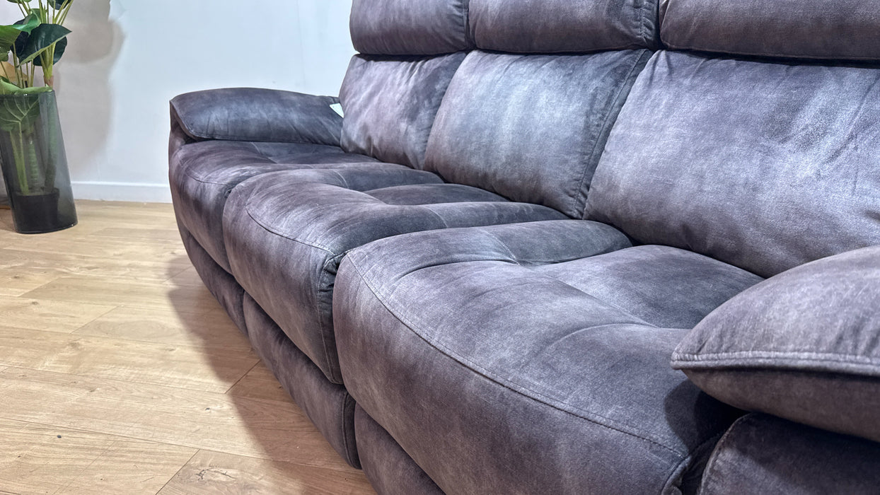 Sofology Radley Fabric 3 Seater Split Triple Power Recliner in Decent Charcoal