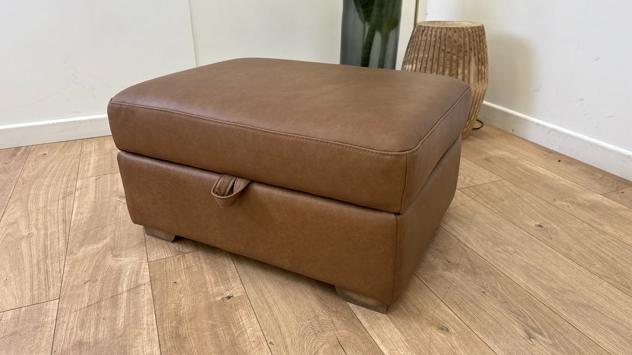 Sofology Downtown Leather Storage Footstool in Character Tan