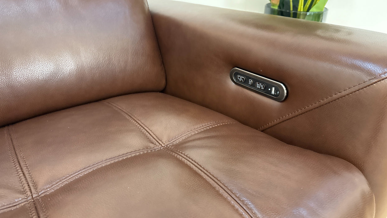 Sofology Marvella Leather 3 Seater Power Recliner/Headrest in Trusty Sheen Chocolate