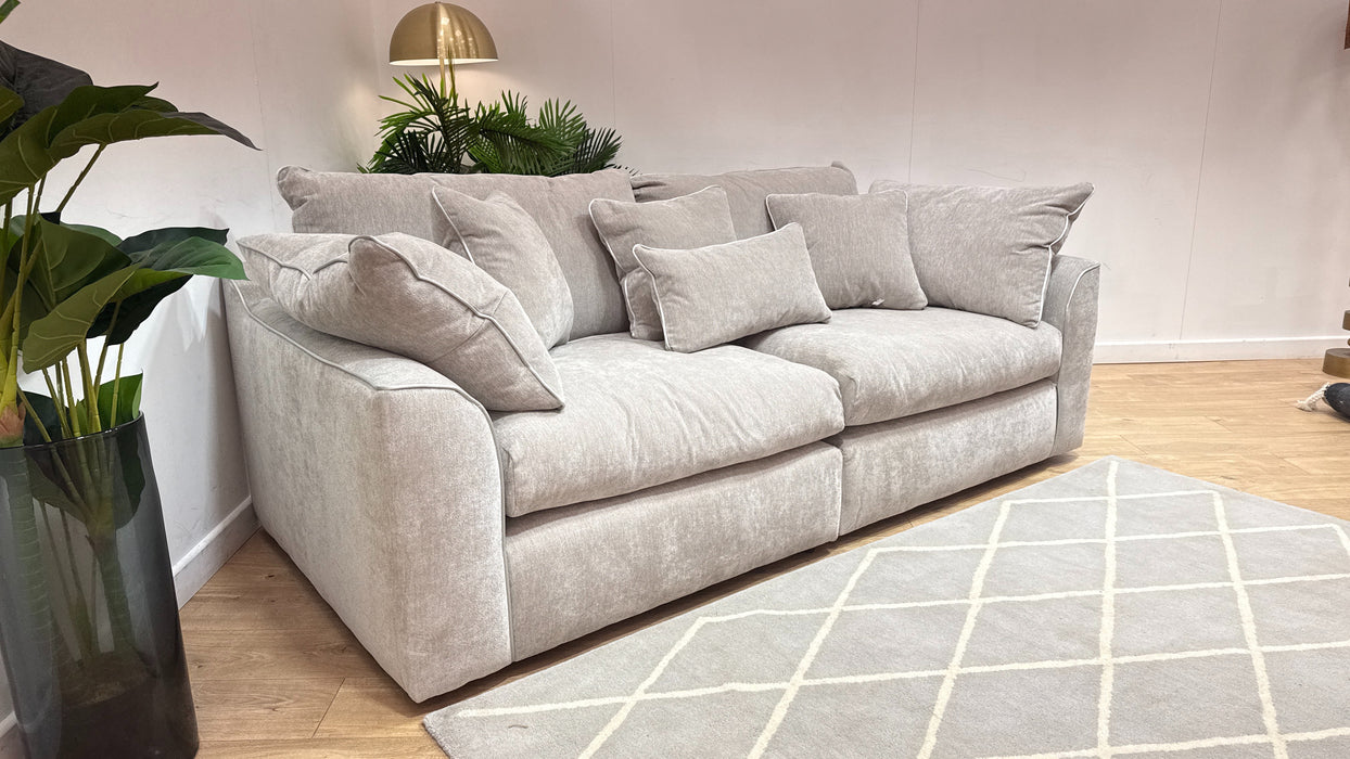 Sofology Georgio Fabric 4 Seater Split Feather Flex Seats in Lifestyle Plush Chenille Stone Mix
