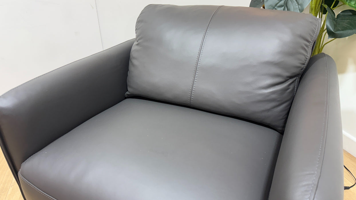Sofology Tessuto Leather Accent Swivel Chair in Trusty-Matt Charcoal