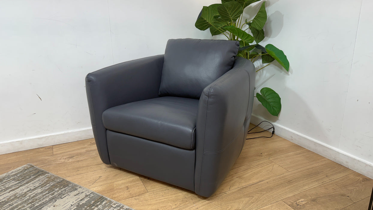 Sofology Marvella Leather Swivel Chair in Trusty Sheen Lavender Grey