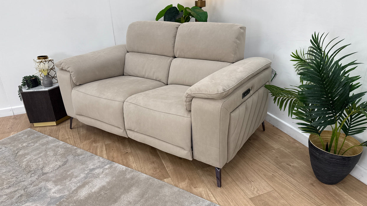 Sofology The Fratelli Fabric 2 Seater Power Recliner/Headrest in Lifestyle Nubuck Feel Stone