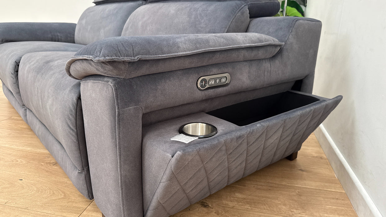 Sofology The Benz 3 Seater Fabric Recliner Sofa in Lifestyle Flecked Fabric Charcoal