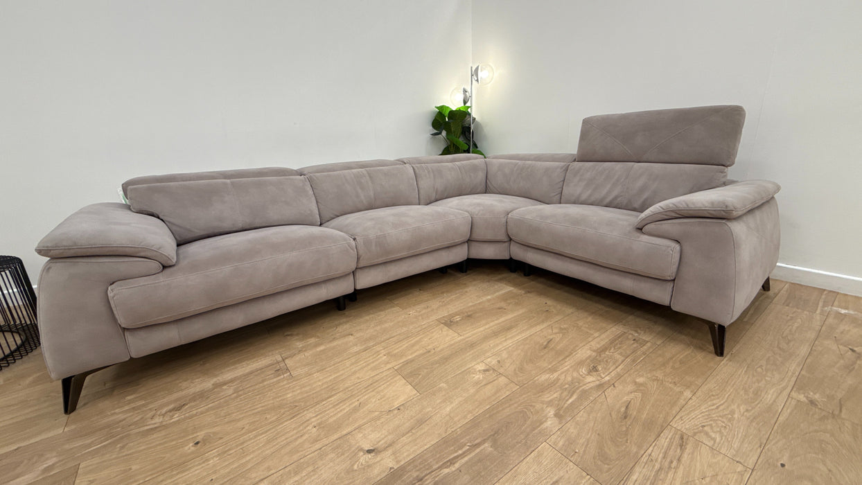 Caldo Corner Sofa - Leather Recliner - Dark Grey