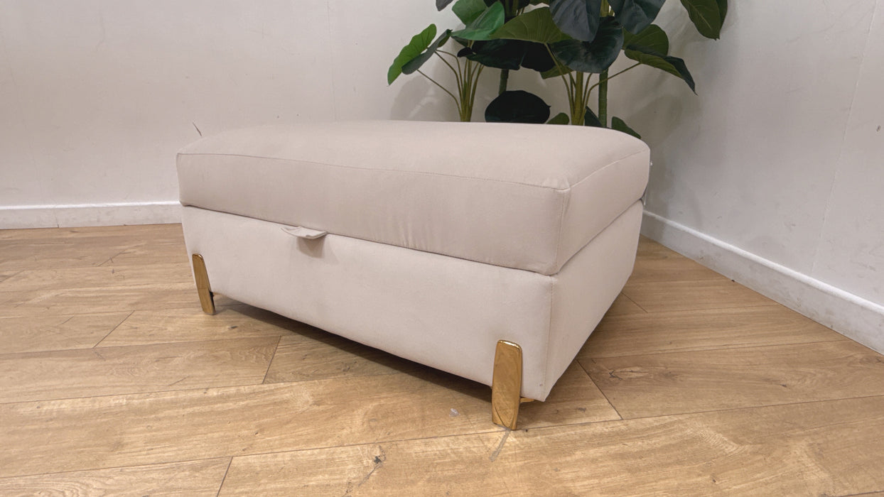 Sofology Oscar Fabric Storage Footstool in Super Matt Velvet Ecru