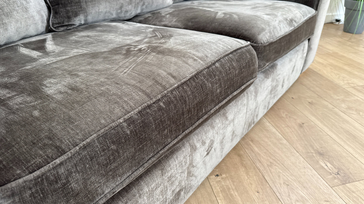 Sofology The Valentina Fabric 3 Seater Foam Seats Pillow Back in Luxury Chenille Truffle Mix