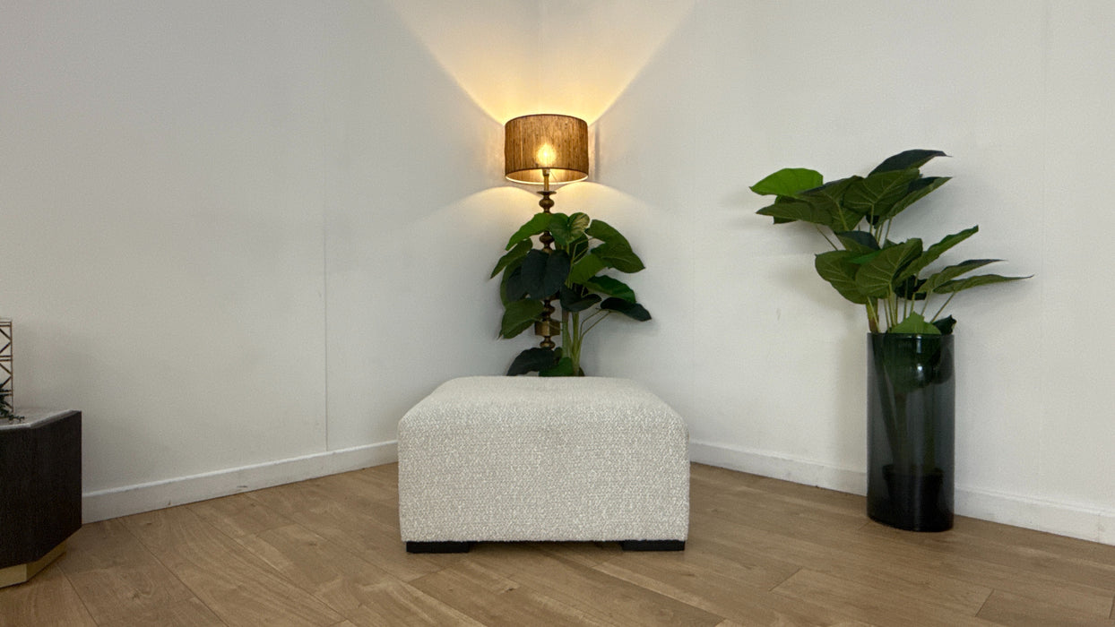 Sofology Artisan Fabric Designer Footstool in Chunky Boucle Natural