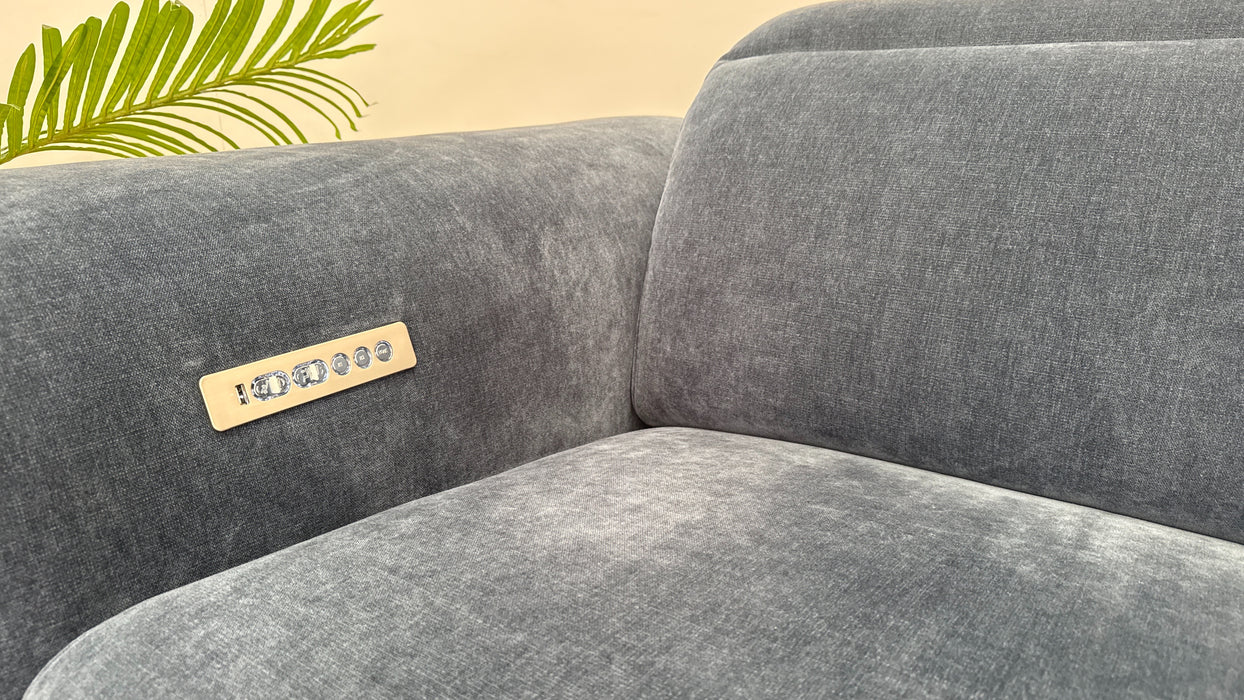 Sofology Plaza Fabric 2.5 Seater Smart Console Power Recliner in Denim