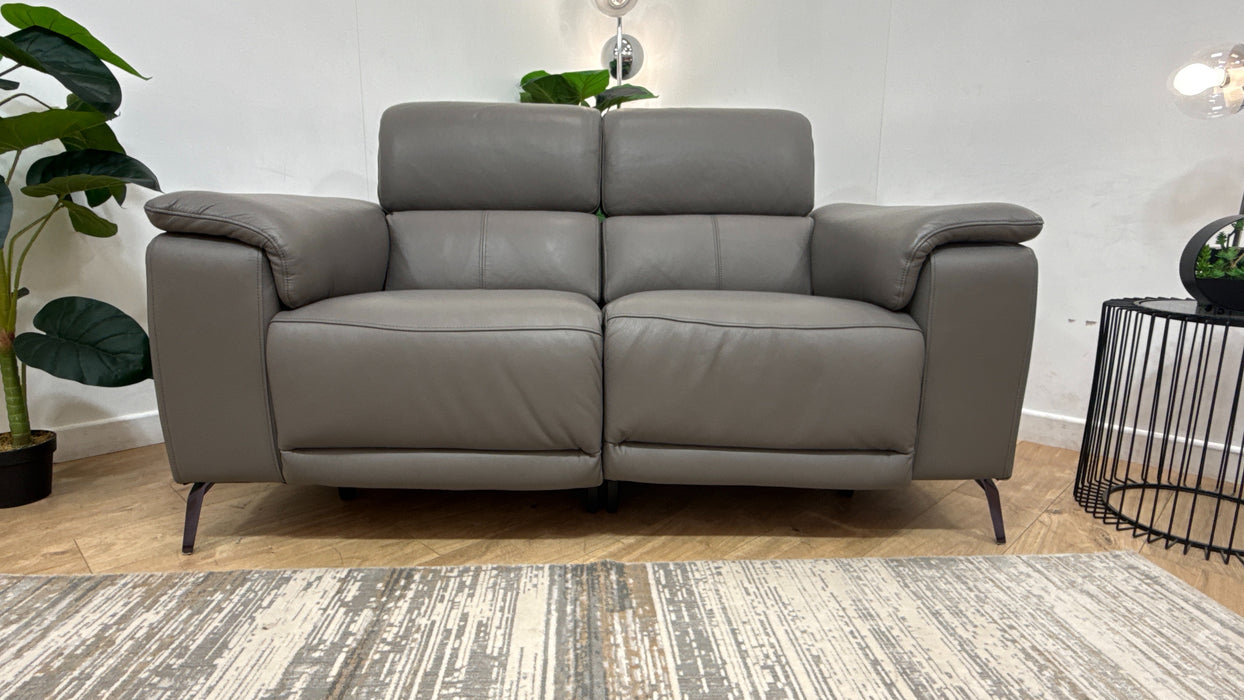 Sofology Fratelli Leather 2 Seater Power Recliner/Headrest in Trusty Embossed Elephant