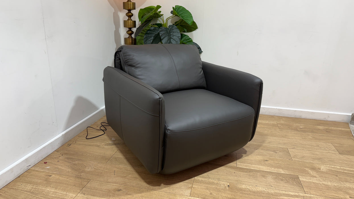 Sofology Tessuto Leather Accent Swivel Chair in Trusty-Matt Charcoal