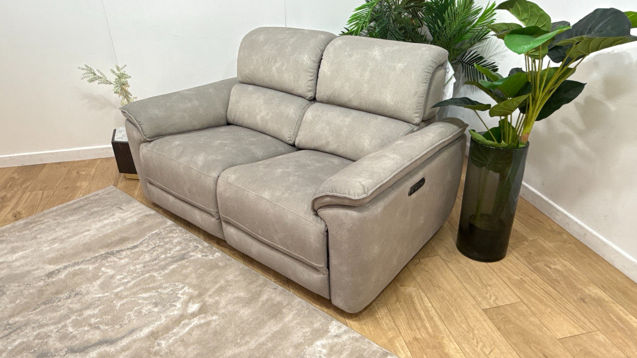 Sofology Hugo Fabric 2 Seater Power Recliner/Headrest in Lifestyle Flecked Stone