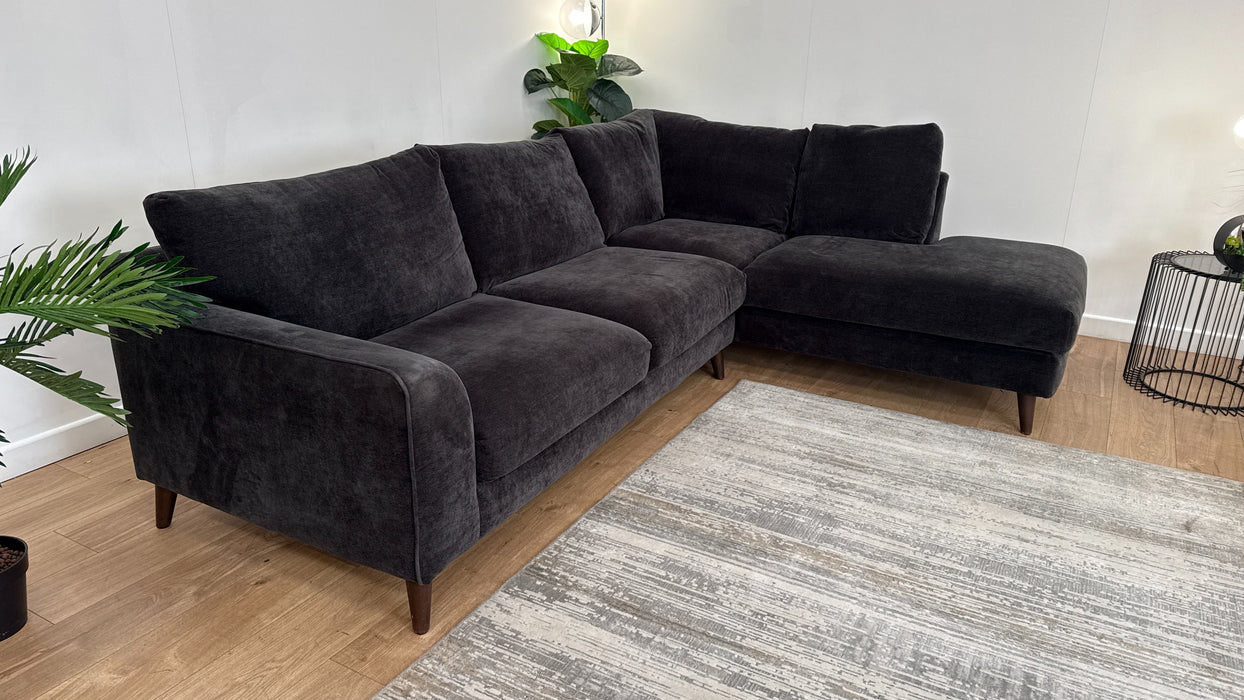Sofology Mayfair Fabric 3 Corner 1 Chaise in Soft Chenille Anthracite
