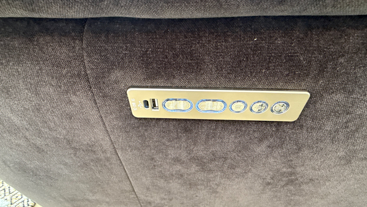 Sofology Carrera Fabric 1.5 Smart Console Corner 3 Power Recliner/Headrest in Relaxed Chenille Raisin