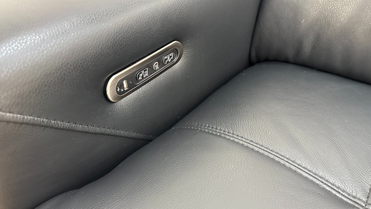 Sofology The Marvella 4 Seat Console Leather Recliner in Trusty Sheen Jet Black