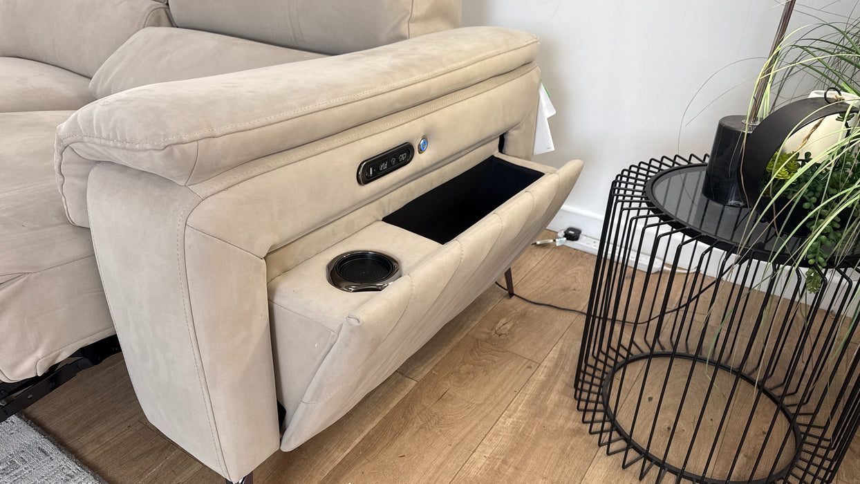 Sofology The Fratelli Fabric 1.5 Corner 3 Power Recliner/Headrest in Lifestyle Nubuck Feel Stone