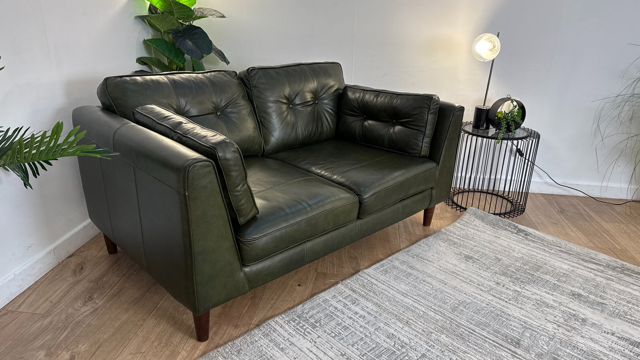 Sofology Cricket Leather 2 Seater in Mix Green