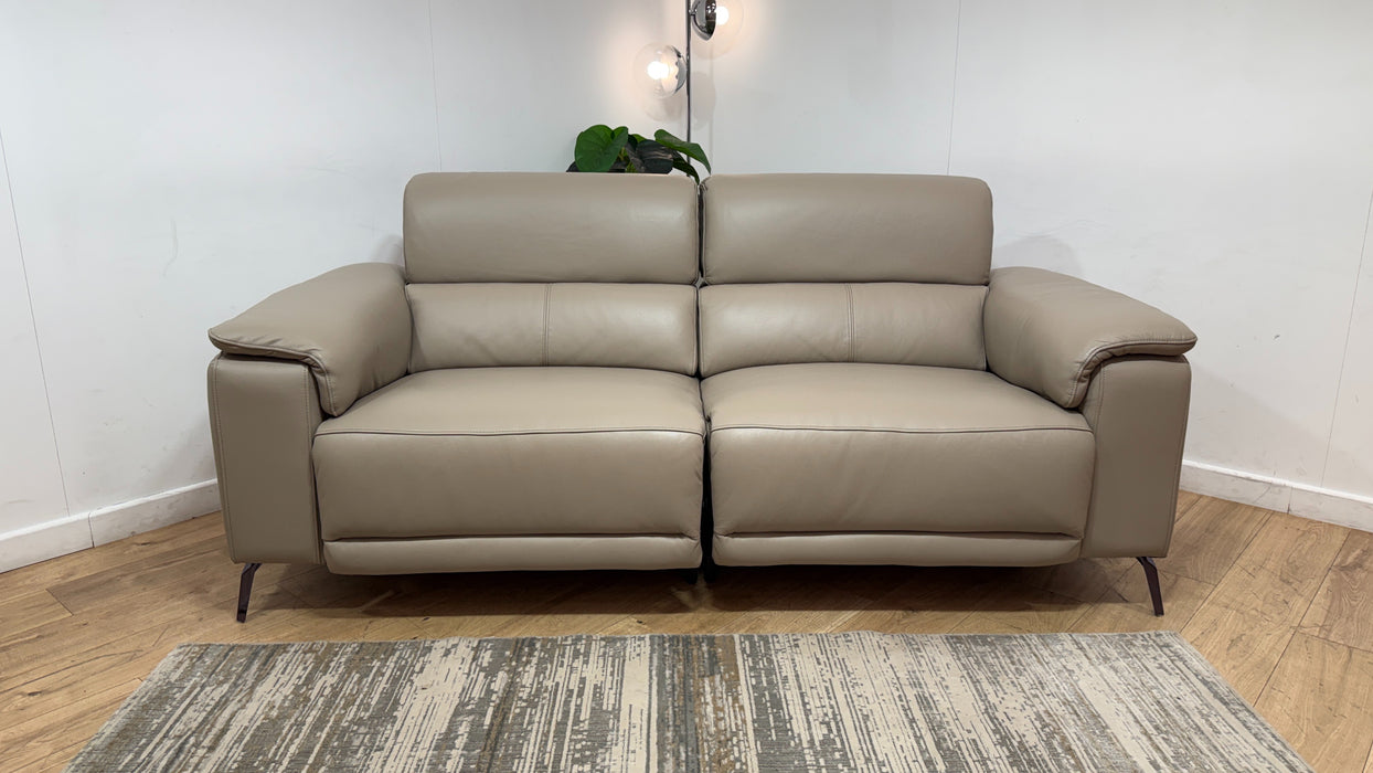 Sofology Fratelli Leather 2.5 Seater Power Recliner/Headrest in Trusty Embossed Stone