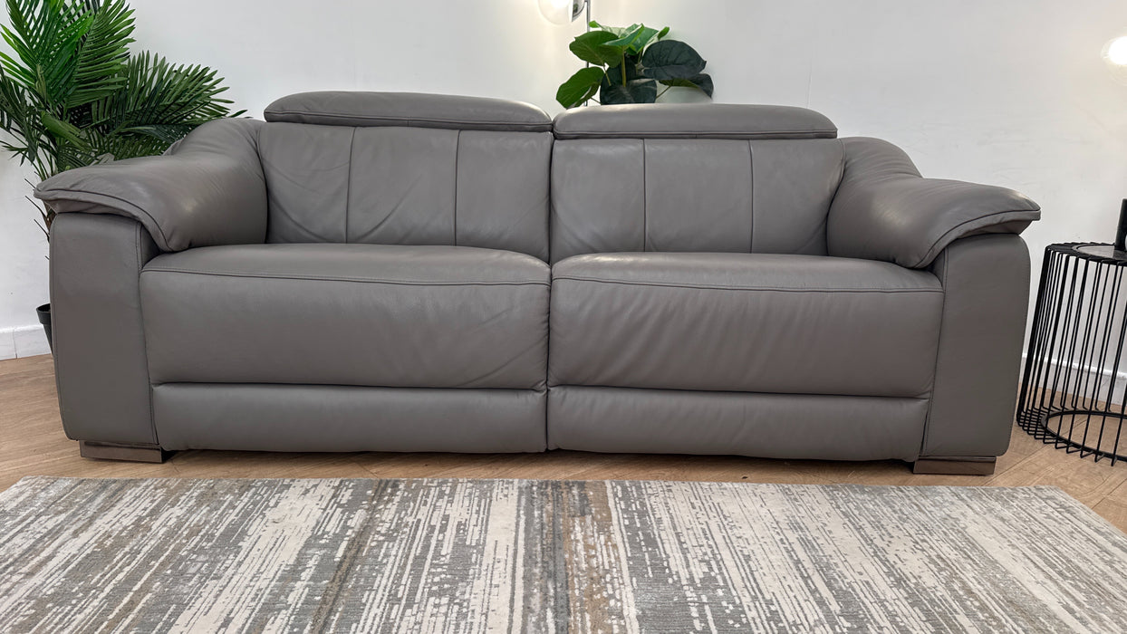 Sofology Carrera Leather 2.5 Seater Power Recliner/Headrest in Trusty Embossed Elephant