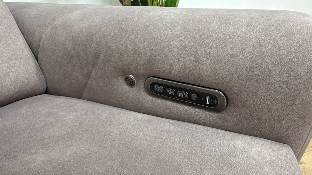 Sofology Allure Fabric 2.5 Seater Power Recliner/Headrest Heated Seats Lumbar Support Speakers in Lifestyle Flecked Nutmeg