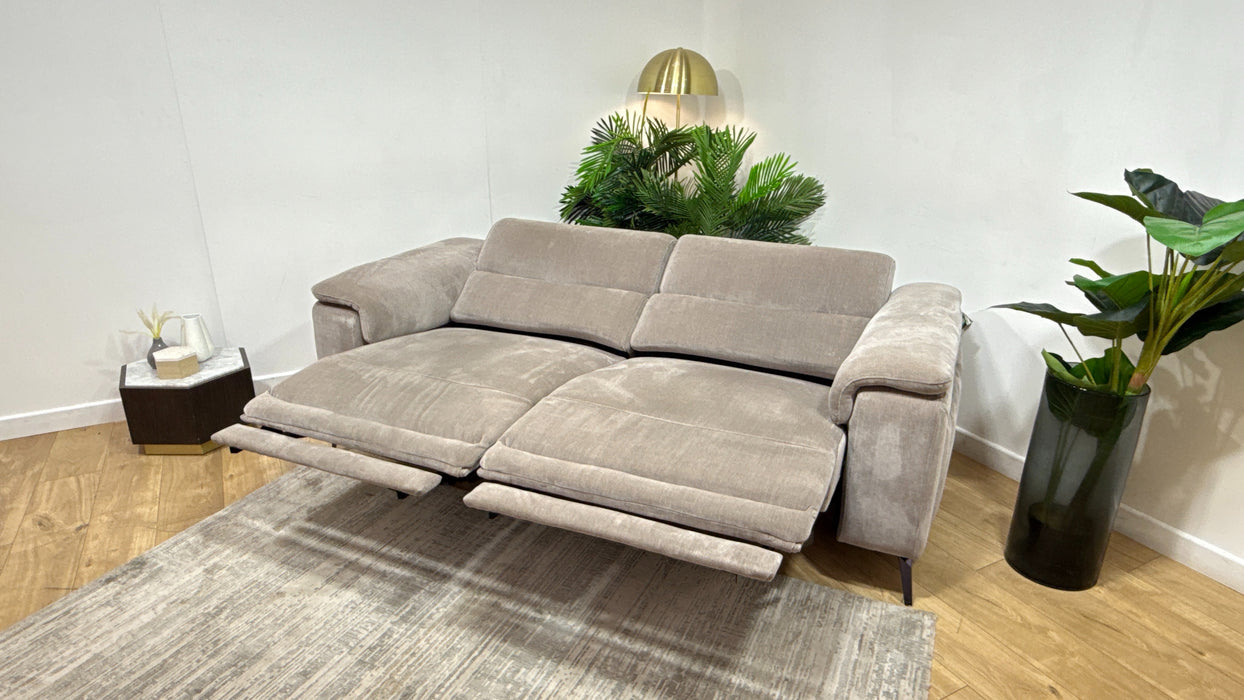 Sofology Fratelli Fabric 2.5 Seater Power Recliner/Headrest in Relaxed Chenille Nutmeg
