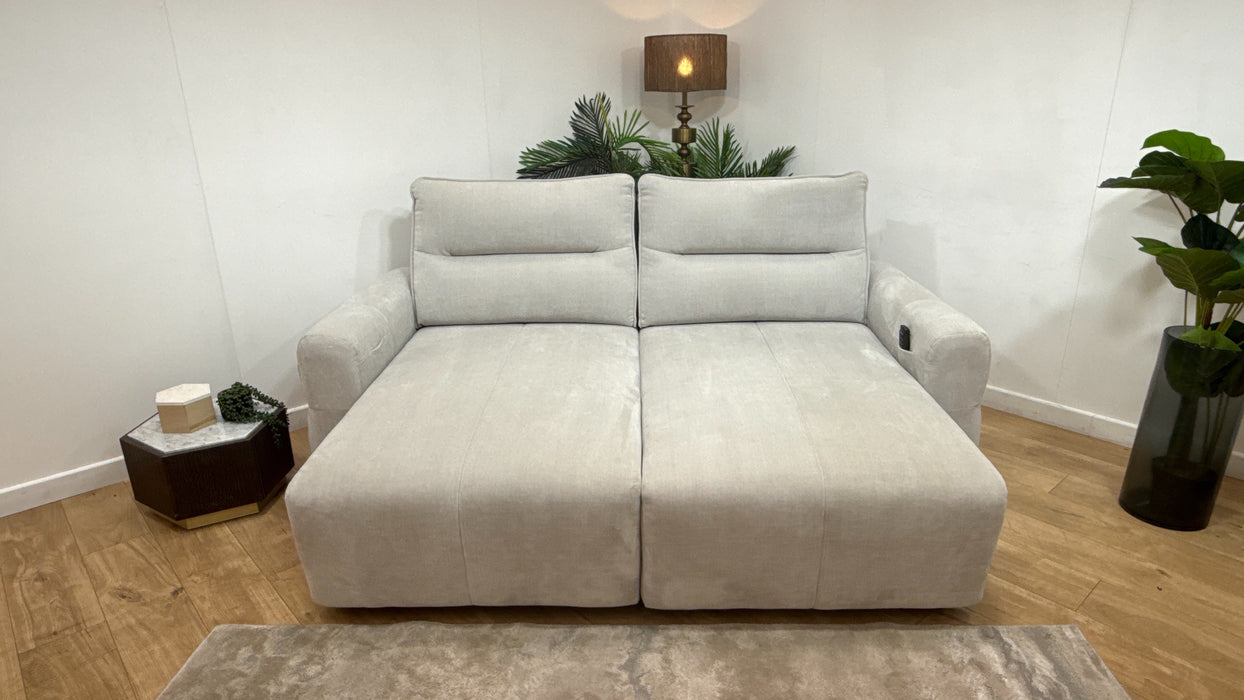 Sofology Sanctuary Fabric 3 Seater Double Power Chaise Power Motion Back in Relaxed Chenille Stone