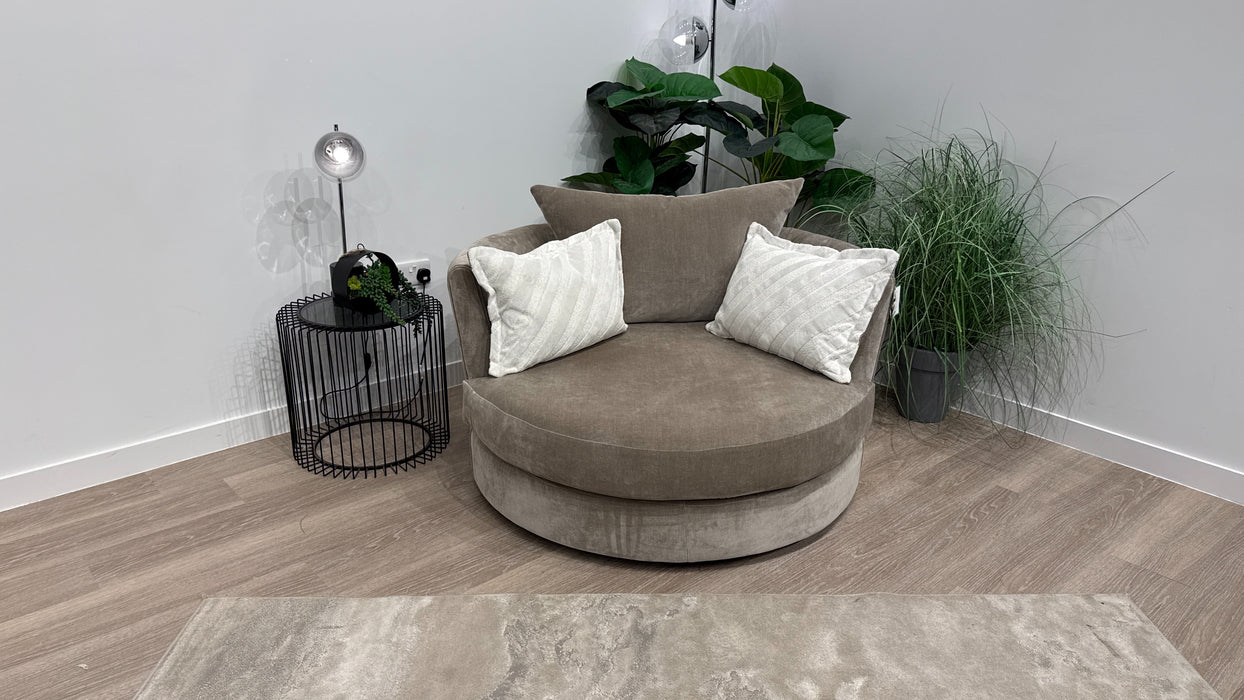 Sofology Oscar Fabric Large Swivel Chair in Fine Textured Chenille