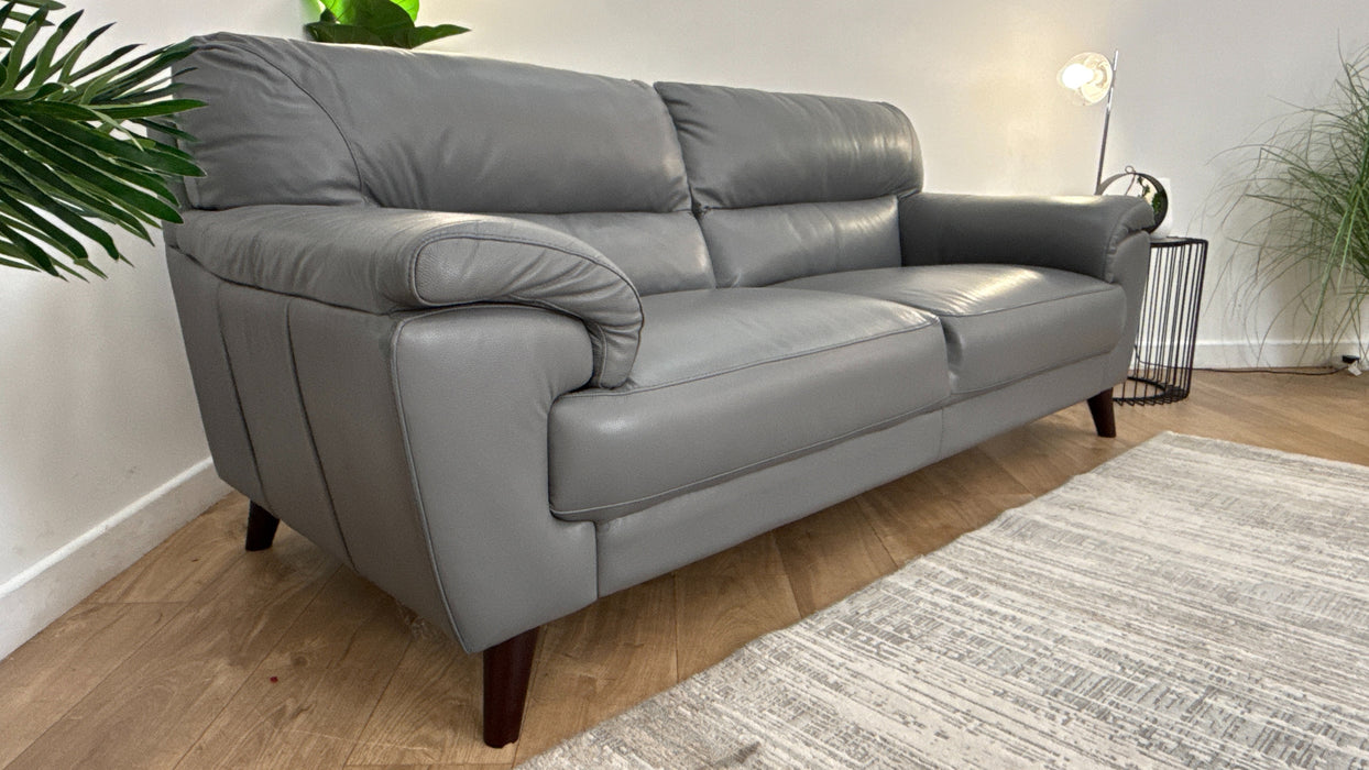 DFS Danbury Leather 3 Seater in Fossil Grey