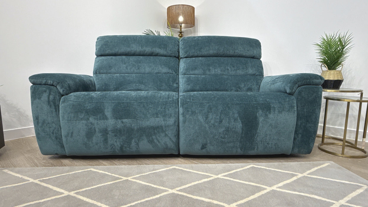 Sofology Radleigh Fabric 3 Seater Power Recliner/Headrest in Peacock