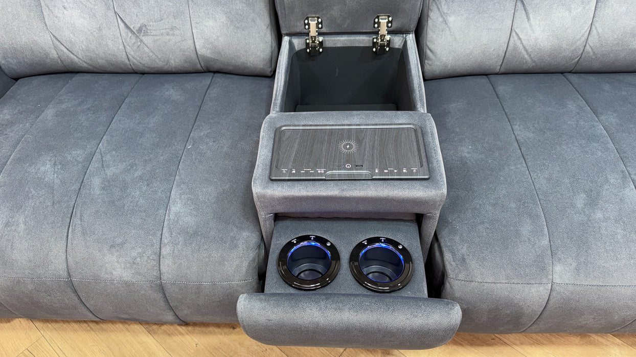 Sofology Paramount Fabric 2.5 Seater Console Power Recliner/Headrest Speakers in Lifestyle Flecked Charcoal