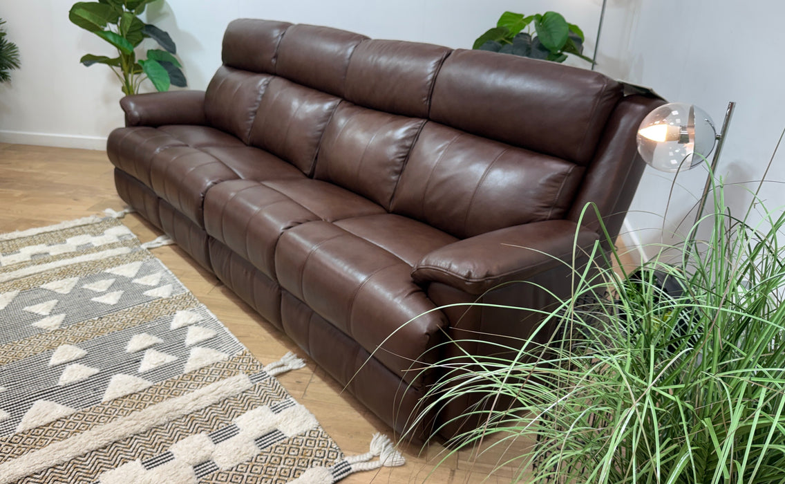 Sofology Gracie Leather 4 Seater Split in Trusty Sheen Chocolate