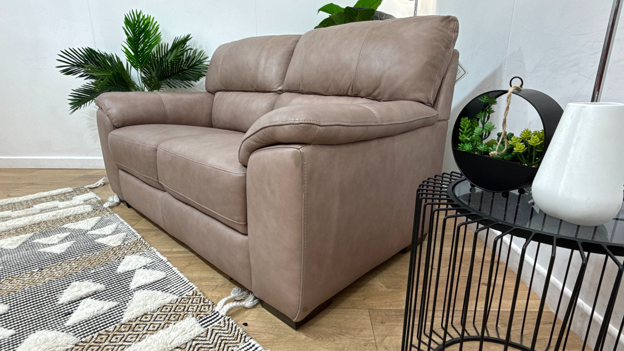 Sofology Santina Leather 2 Seater in Relaxed Soft Stone