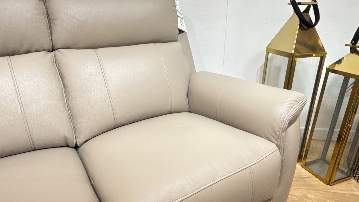 Sofology Bradie Leather 3 Seater Power Recliner/Headrest in Trusty Embossed Stone