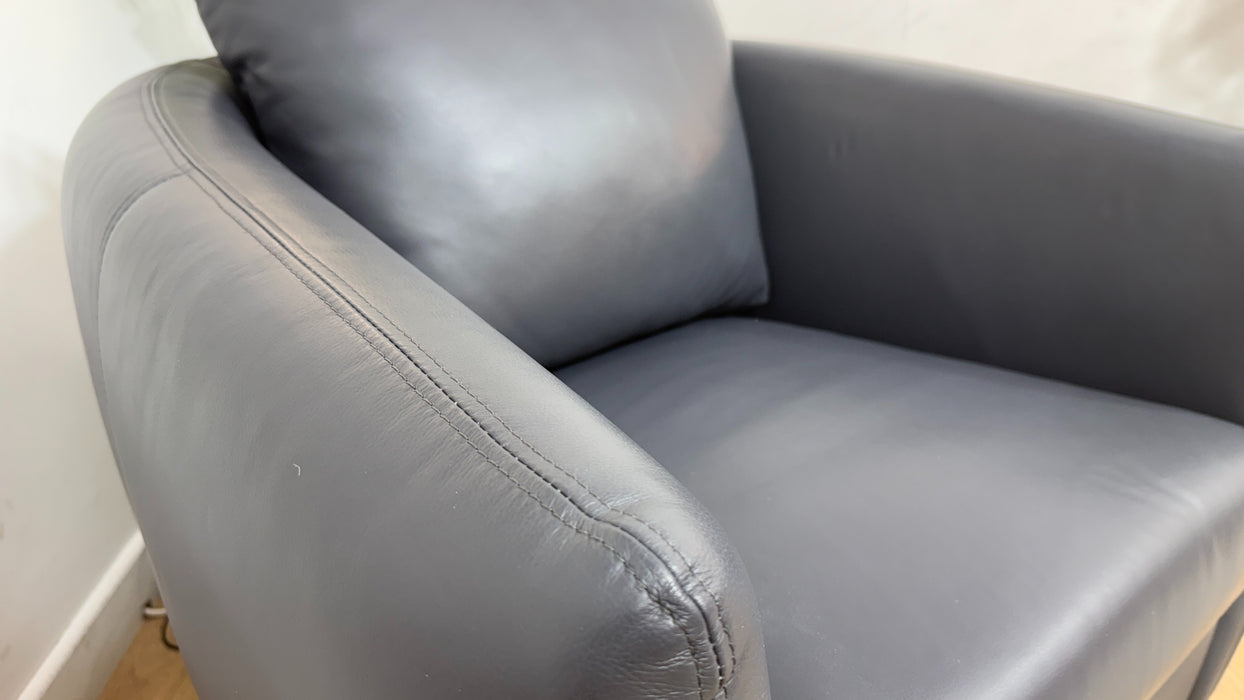 Sofology Marvella Leather Swivel Chair in Trusty Sheen Lavender Grey