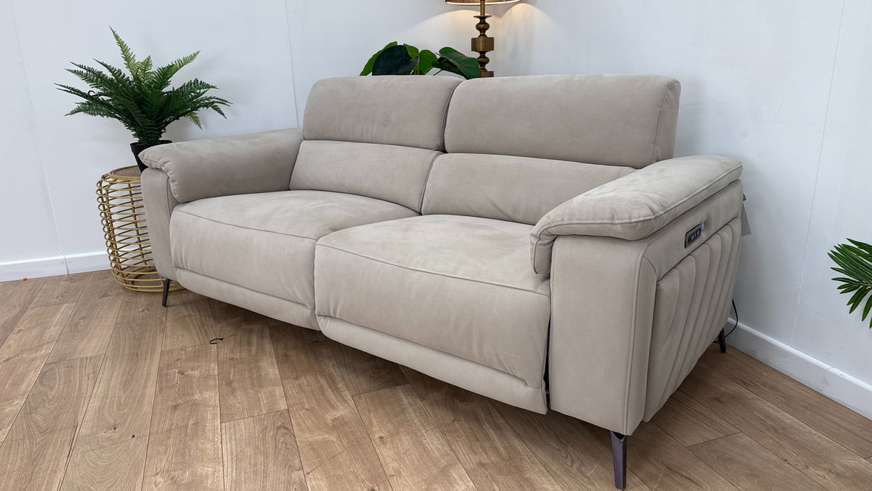 Sofology The Fratelli Fabric 2.5 Seater Power Recliner/Headrest in Lifestyle Nubuck Feel Stone