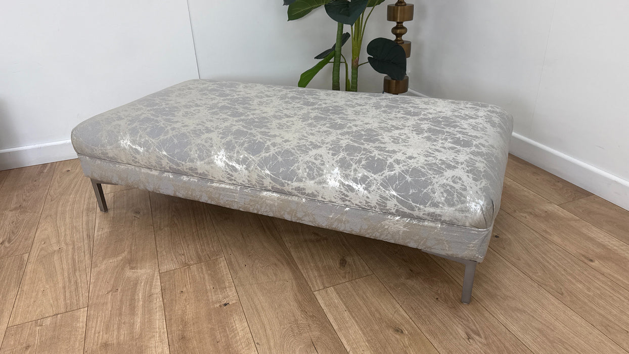 Sofology Rococo Fabric Designer Footstool Foam in Quartz Stone
