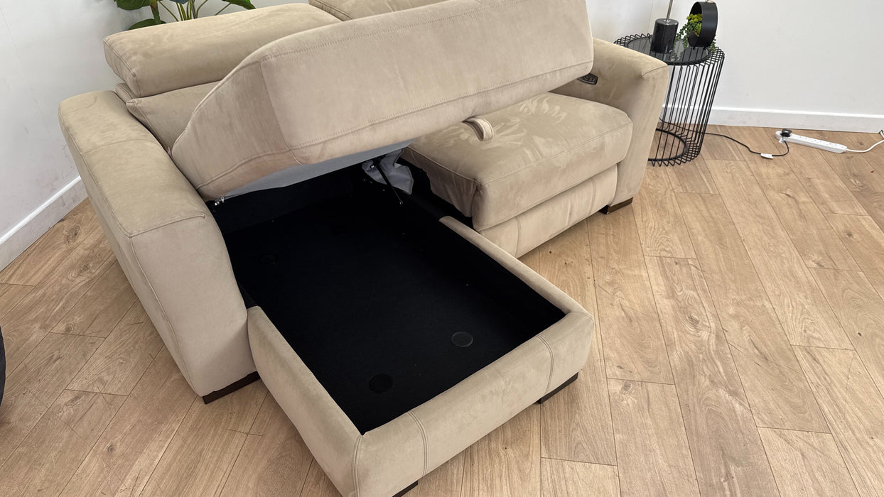 Sofology The Metropolitan 3 Seater Fabric Chaise in Lifestyle Textured Taupe