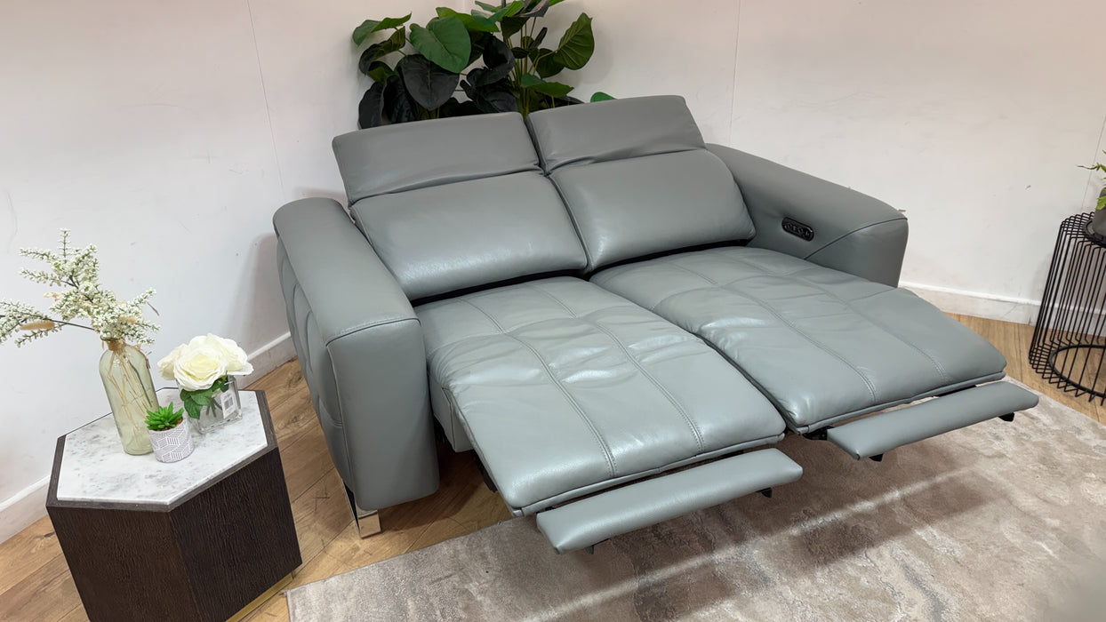 Sofology Marvella Leather 2 Seater Power Recliner in Trusty Sheen Granite Teal