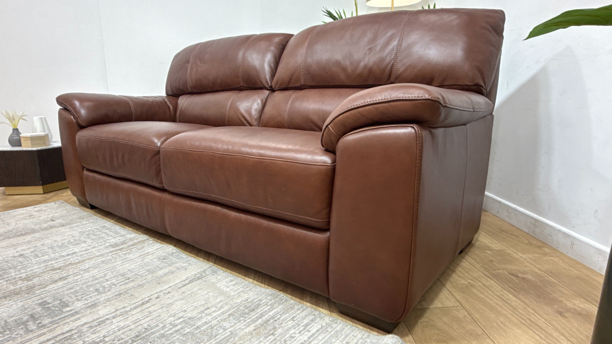 Sofology Santina Leather 3 Seater in Relaxed Soft Leather Brown